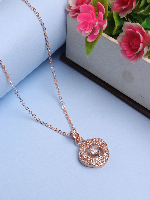 Rose Gold Elegance: Stone-Studded Pendant Necklace