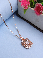 Modern Minimalism: Rose Gold Geometric Pendant with American Diamond