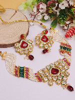 Exquisite Gold Plated Necklace with Kundan Work by Imitation Bazaar