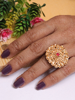 Imitation Bazaar Matt Rajavadi Plated Big Size Ring for Girls and Women