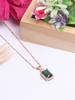 Big Size Green Stone American Diamond Chain Pendant